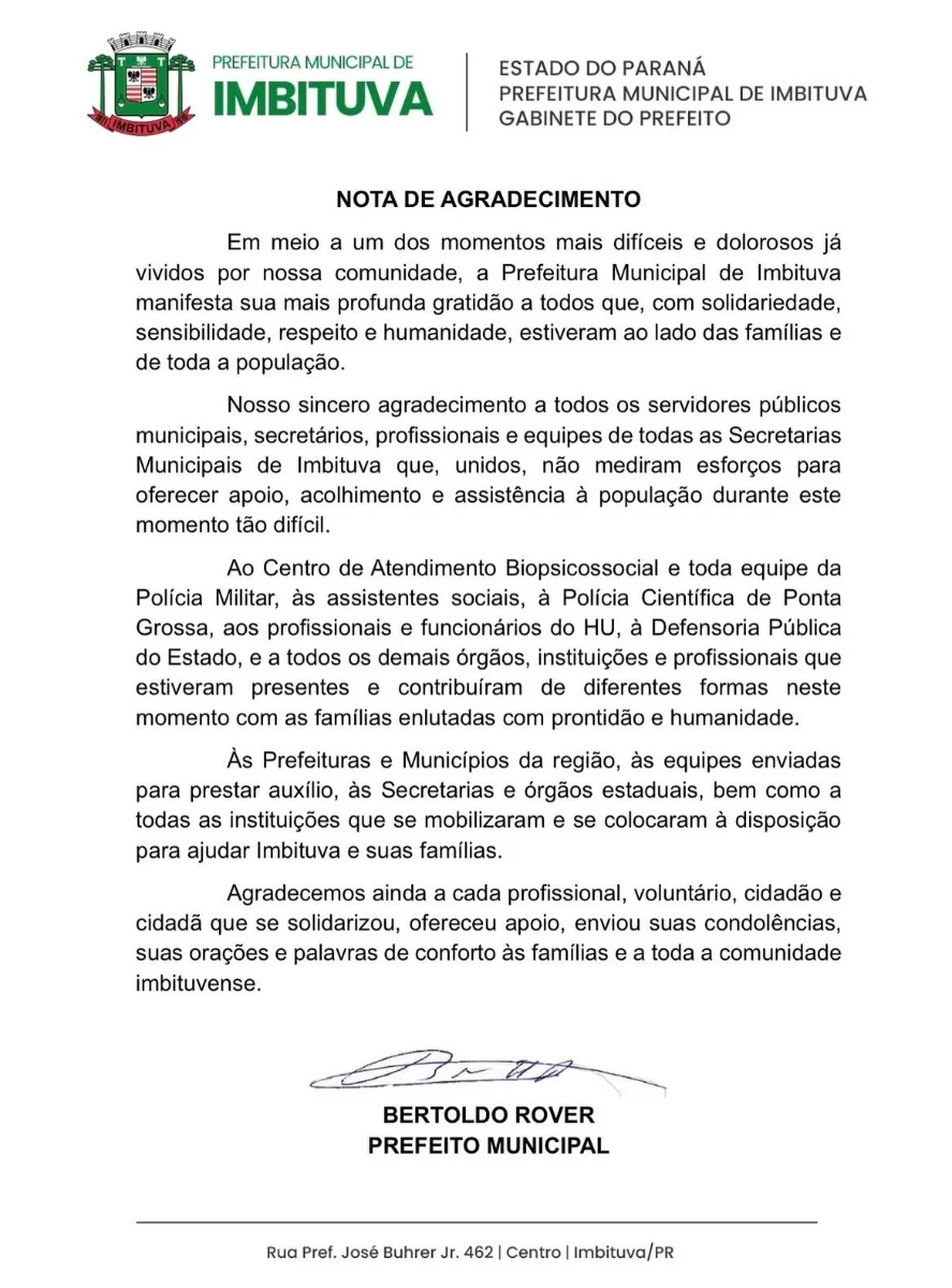 Foto: Nota da Prefeitura
