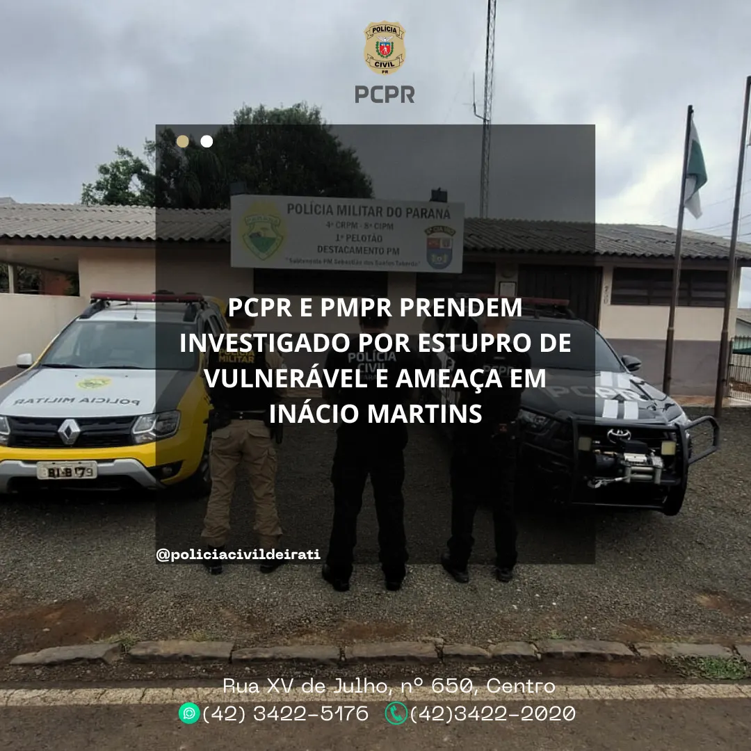 Homem é preso por estupro de vulnerável e ameaça de morte em Inácio Martins