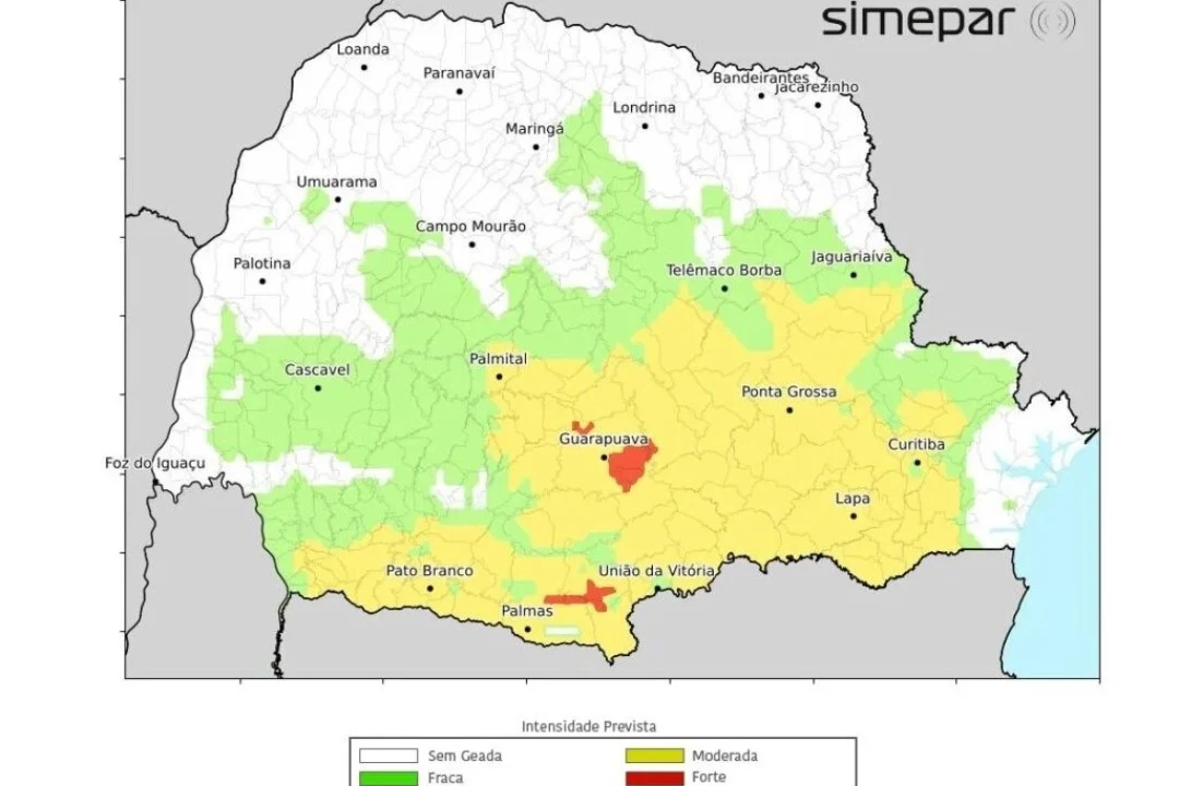 Simepar emite alerta de geadas para segunda-feira