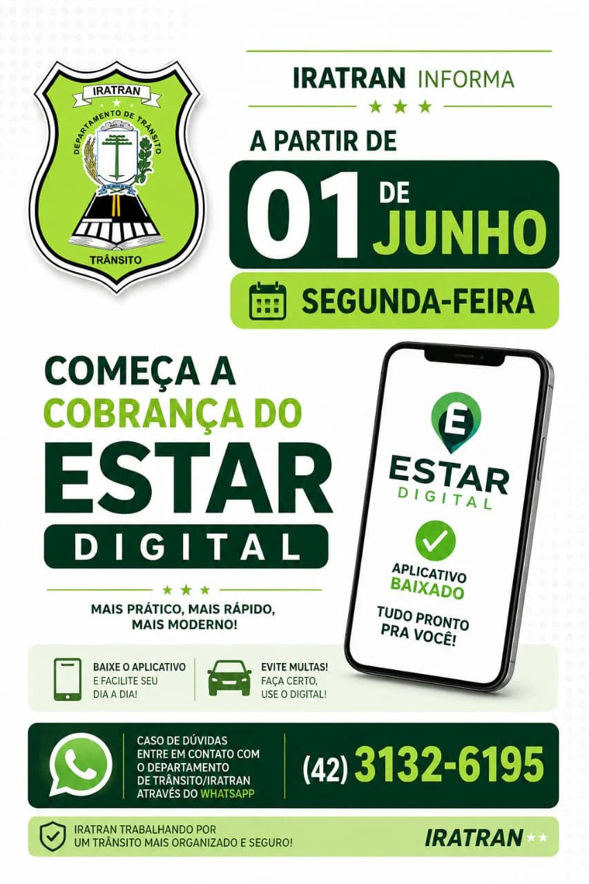 Estar Digital começa a funcionar nesta segunda-feira em Irati; veja o que muda para os motoristas