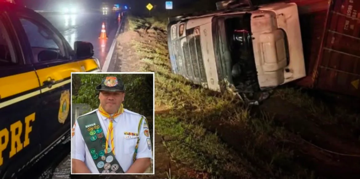 Caminhoneiro morre após caminhão sair da pista e tombar na BR-277