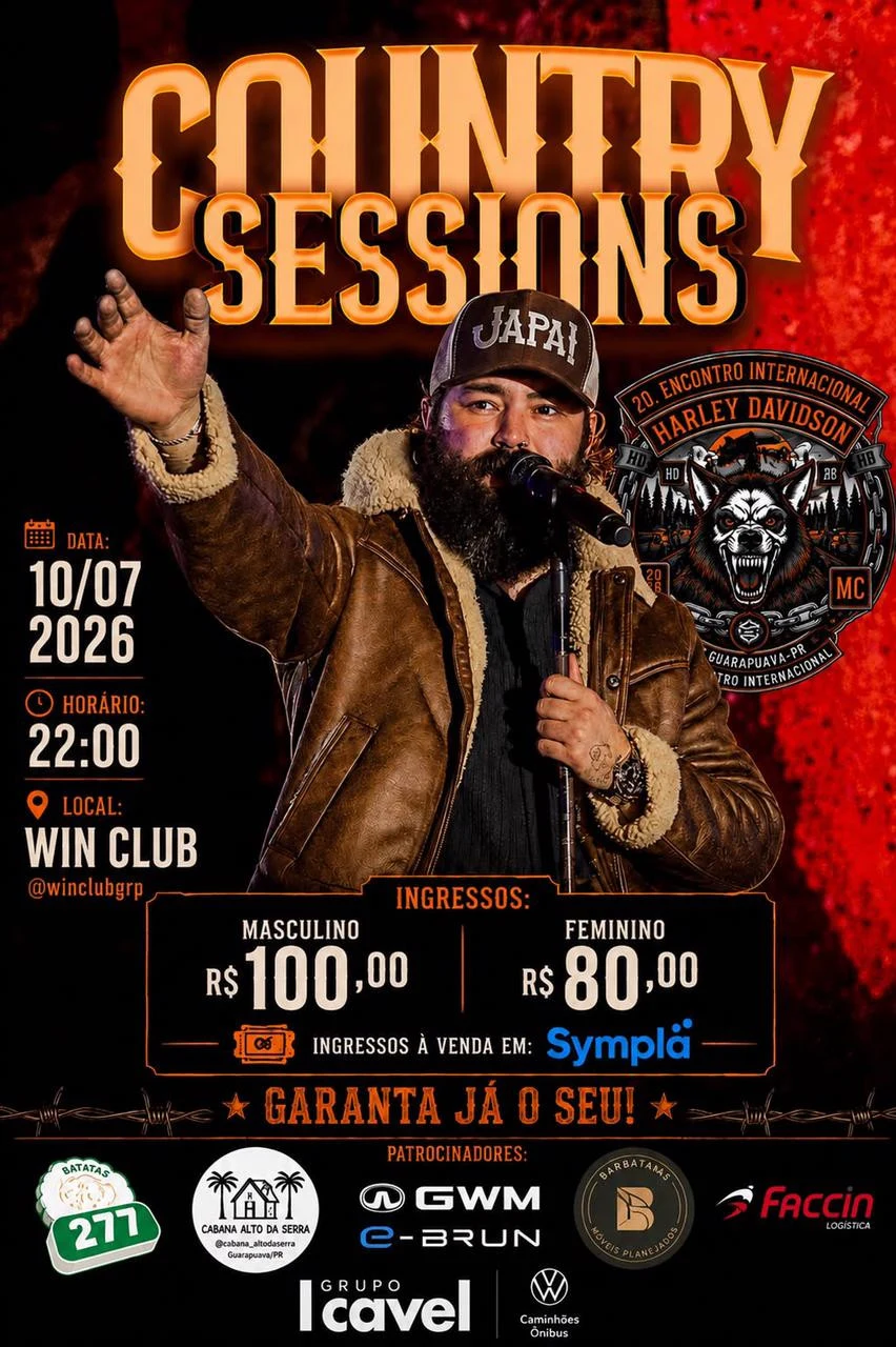 Guarapuava entra na rota internacional das Harley-Davidson e recebe show nacional de Japa Country nesta sexta (10)