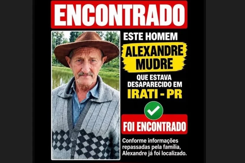 Final feliz: Alexandre Mudre, de 82 anos, é encontrado em Prudentópolis
