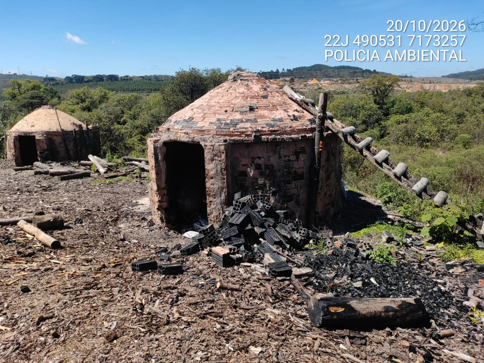 Desmatamento e seis fornos de carvão irregulares são descobertos em Inácio Martins