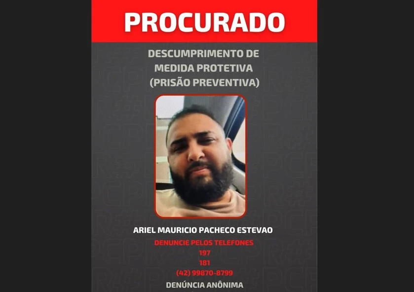 PCPR divulga foto de homem procurado por roubo e violência doméstica em Irati